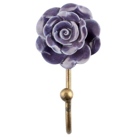 Purple Flower Ceramic Wall Hook